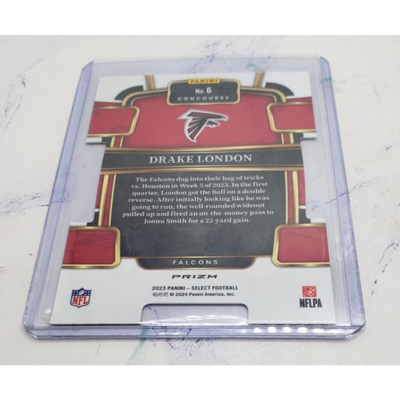 2023 Panini Select Drake London #6 Red & Yellow Prizm Die-Cut - Picture 4 of 4